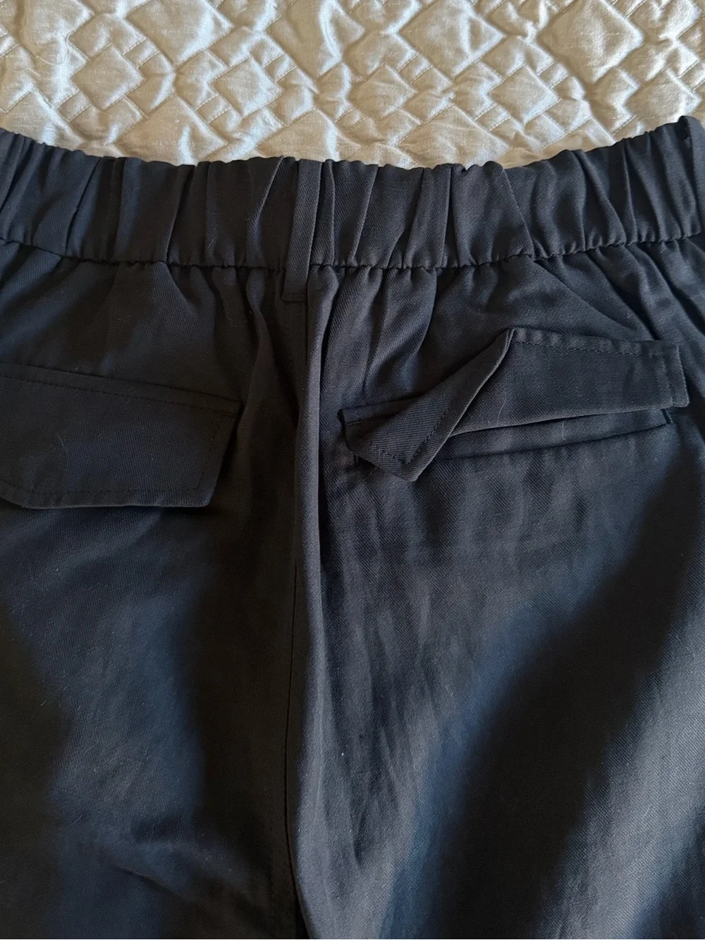 Banana Republic Tencel Linen Cargo Pants Black Size 10 Cropped Barrel Tie Waist